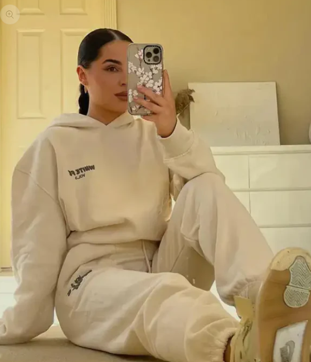 White fox hoodie set
