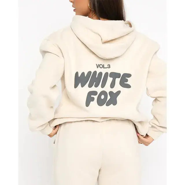 White fox hoodie set