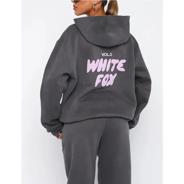 White fox hoodie set