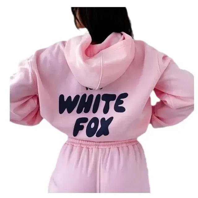 White fox hoodie set