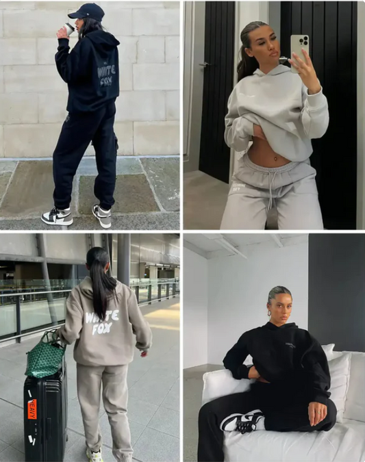 White fox hoodie set